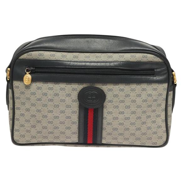 GUCCI Micro GG Supreme Sherry Line Clutch Bag Pvc Navy Gold
